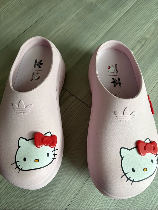 adidas Shoes - adidas Pink Hello Kitty Slip-On Clogs with Red Bow Accent